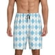 thumbnail image 1 of Balery Blue and White Squares Pantalones cortos de pijama de punto de algodón para hombre con cinturilla y bolsillos-XX-Large, 1 of 6