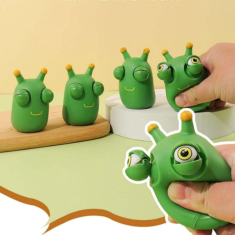 Funny Grass Worm Pinch Toy, Green Eye Bouncing Worm New3 Squeeze Toy G6Y0