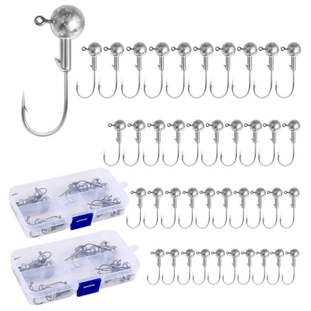 40Pcs YinFire Fishing Jig Heads with Sharp Hooks & Storage Box Soft Lure Jig Head Kit for Bass Crappie Trout Freshwater Saltwater Fishing Tackle 1/8oz 3/16oz 1/4oz 3/8oz 10Pcs Each Weight