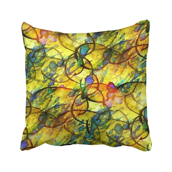 ARTJIA Colorful Picasso Sunlight Blue Yellow Watercolor Vintage Abstract Retro Artistic Border Pillowcase Throw Pillow Cover Case 16x16 inches