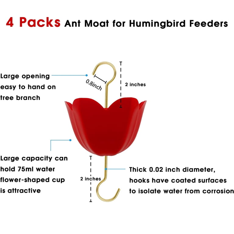 5oz Ant Trap 4-Pack Ant Moats For Hummingbird Feeders - 5oz Red ...