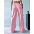 thumbnail image 6 of Women'S Baggy Sweatpants Elastic Waist Casual Wide Leg Pants with Pocket Y2K Going Out Travel Pants Pink S, 6 of 8