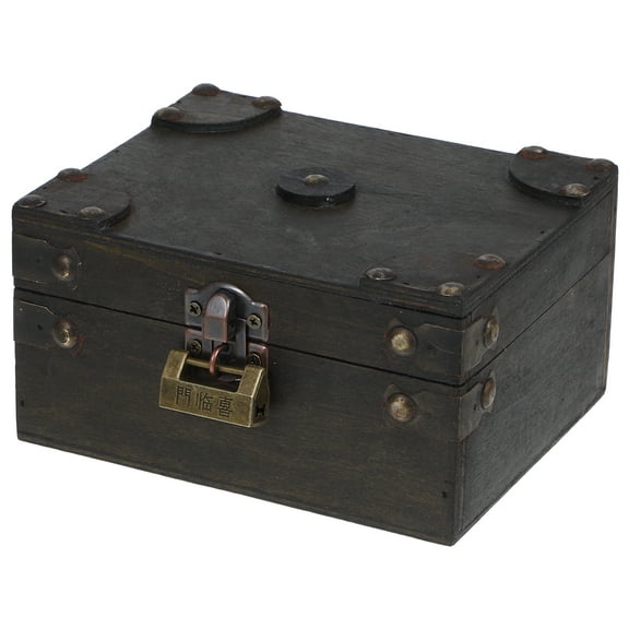 Retro Wooden Storage Box Gifts Bins with Lids Boxes Man Dark Brown