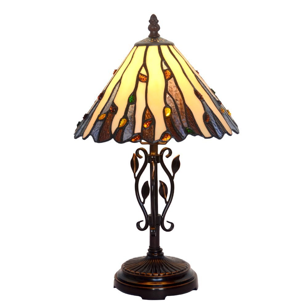 Bieye L10055 10inch Spanish Tiffany Style Stained Glass Table Lamp