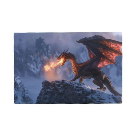 

Placemats Set of 6 Winter Fire Dragon Place mats for Dining Table Indoor/Outdoor Cute Heat Resistant Washable Table Mats(18 x 12 )