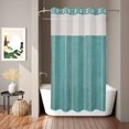thumbnail image 2 of No Hook Shower Curtain, Teal Green Stripe Shower Curtains for Bathroom with See Through Top Window, Farmhouse Vintage Minimalist Geometric Waterproof & Washable Bath Curtain Narrow 54"x78", 2 of 9