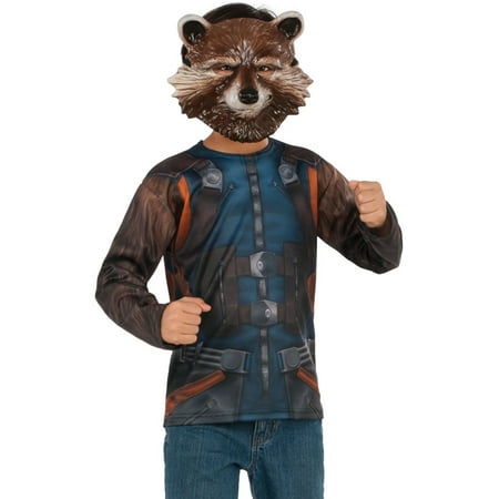Men's Guardians Of The Galaxy Vol. 2 Rocket Raccoon Shirt And Mask Costume XL 50