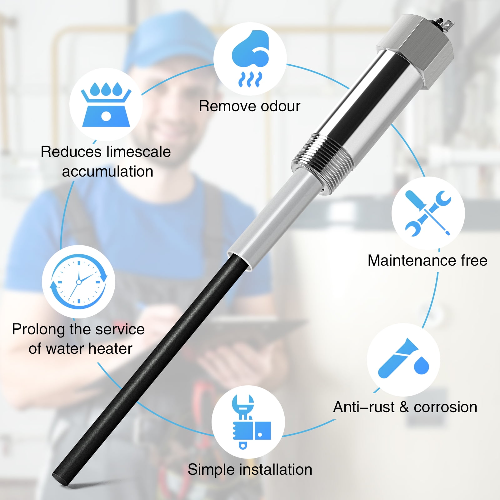 Briidea Powered Water Heater, 2-Year Warranty, 40-89 Gallon Capacity with Anti-Rust and Corrosion, Reduce Limescale