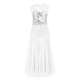 thumbnail image 3 of Yartina Girls Sequins Lyrical Dance Dress Ballet Gymnastics Tutu Dress Leotard Latin Jazz Modern White 10, 3 of 7