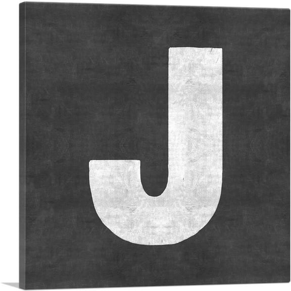 ARTCANVAS Chalkboard Alphabet Letter J Canvas Art Print - Size: 26" x 26" (1.50" Deep)
