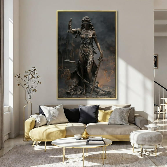 Lady Justice Statue Art, Themis Bronze Wall Decor Home Decor, 8x12 UNFRAMED