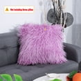 thumbnail image 2 of PiccoCasa Shaggy Faux Fur Throw Pillow Cover Soft Plush Cushion Cover, 18"x18" Purple, 2 of 7