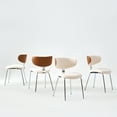thumbnail image 6 of GrandNoor Modern Boucle Dining Chairs Set of 2,Faux Leather Kitchen & Dining Room Chairs,Curved Backrest Upholstered Dining Chairs with Metal Legs, White, 6 of 16