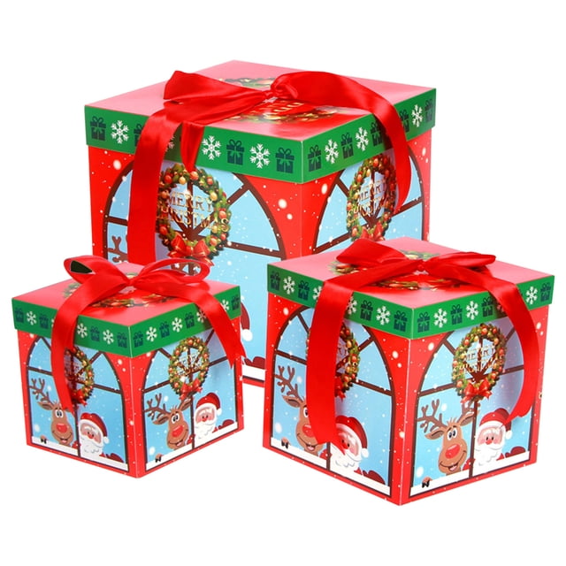 CEHVOM 3pcs Creative Christmas Decoration Gift Box Christmas Candy Cartoon Gift Box Clearance