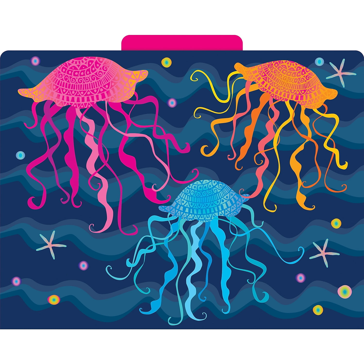 Barker Creek Kai Ola File Folders, 12-Pack, Multi-Design Set with Tropical Sea Life on Outside, Vibrant Solid Colors on Inside, Letter Size File Folders, 1/3 Cut Tabs, Pack of 12 (1373)