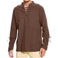 thumbnail image 1 of pstuiky manga larga de hombre, Camisa de cuello alto estilo hippie de manga larga para hombre, estilo playero, estilo informal, de color liso salir tops xxl, 1 of 4