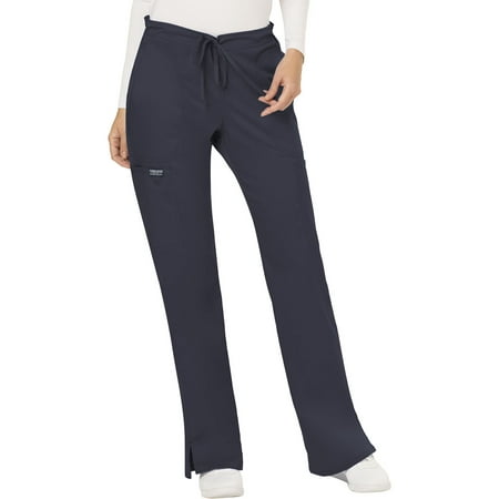 

Workwear Revolution Women Scrubs Pant Mid Rise Moderate Flare Drawstring WW120T L Tall Pewter