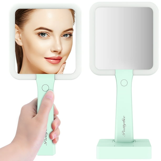 Lighted Makeup Mirror With 3 Colors Dimmable Lighting Square Vanity 1x 5x Magnification Phone Holder Cordless Rechargeable Handheld Light Up Com - Handheld Light Up Magnifying Mirror Lighted Makeup Mirror With 3 Colors Dimmable Lighting Square Vanity 1x 5x Magnification Phone Holder Cordless Rechargeable Handheld Light Up Com - Handheld Light Up Magnifying Mirror