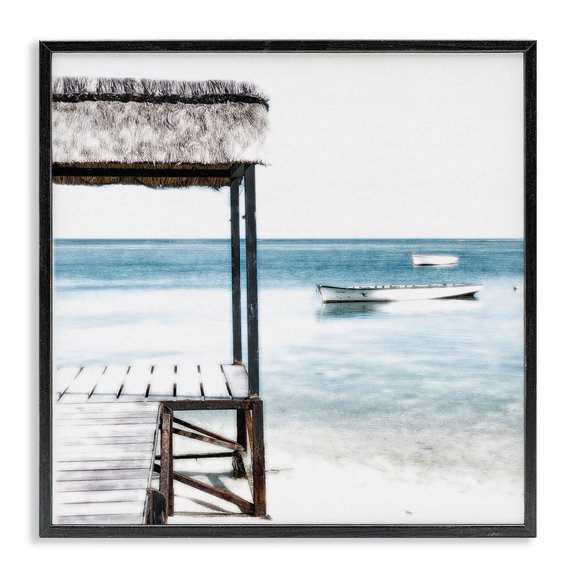 Stupell Industries Coastal Calm Waters Beach Coast Black Framed Giclee Art, 12 x 12, by Noah Bay