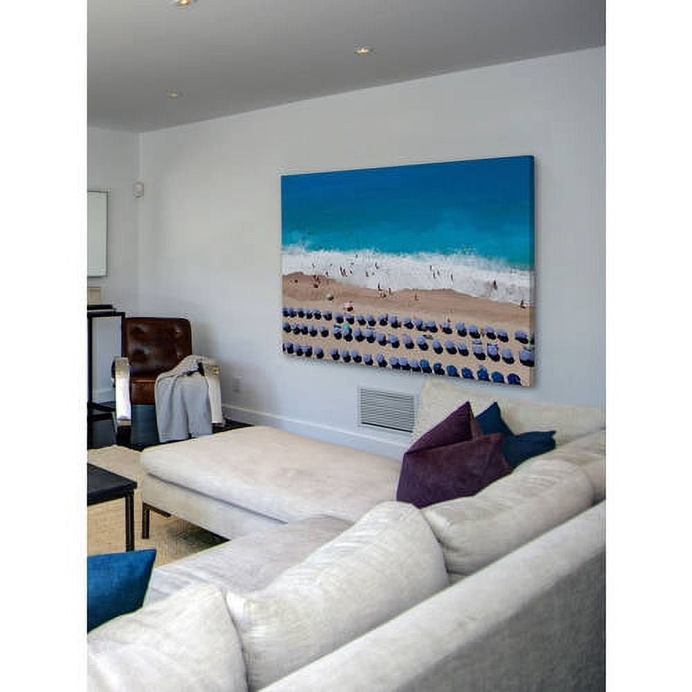 Marmont Hill Blue Umbrella Rows Photographic Print on Wrapped Canvas