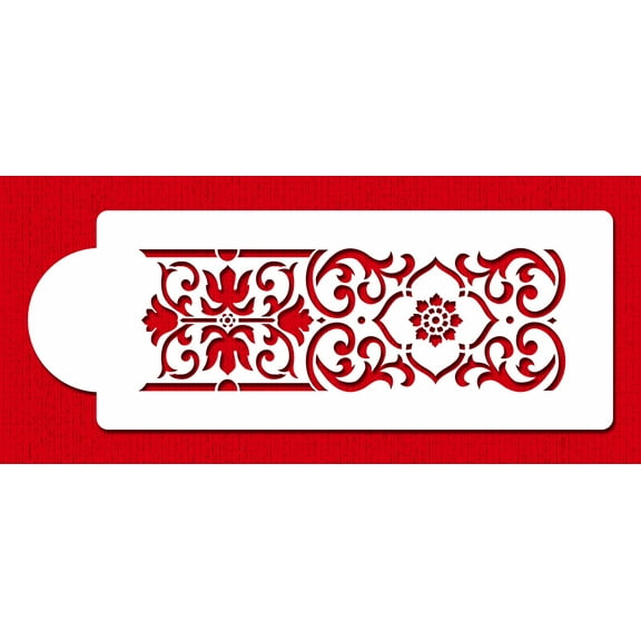 Designer Stencils C005 Victorian Scroll Cake Stencil, Beige/Semi-Transparent