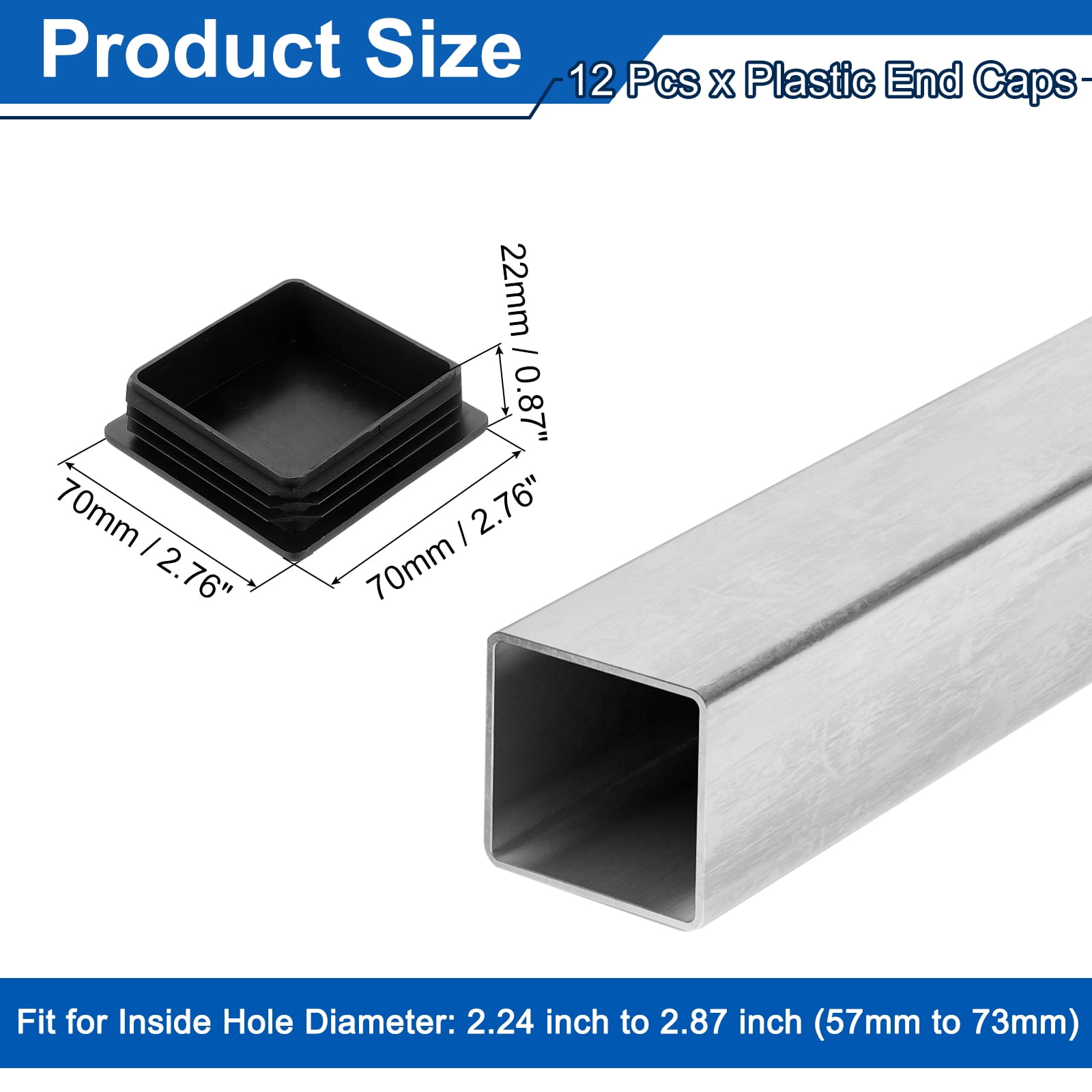 Unique Bargains Square Tubing End Caps Hole Plug for Metal Tubing Furniture 3"