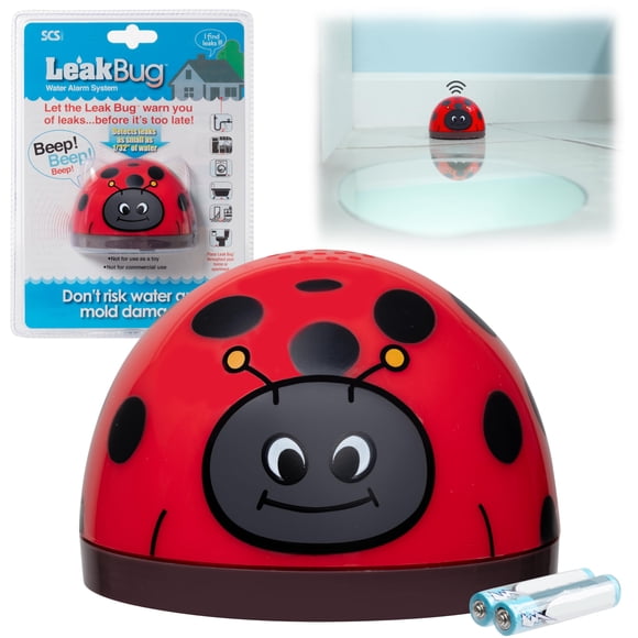 Water Alarm- Leak Bug Flood Detector detects as Little as 1/32 Inch of Water- Electronic Overflow Alert Sensor Beeps When Battery is Low