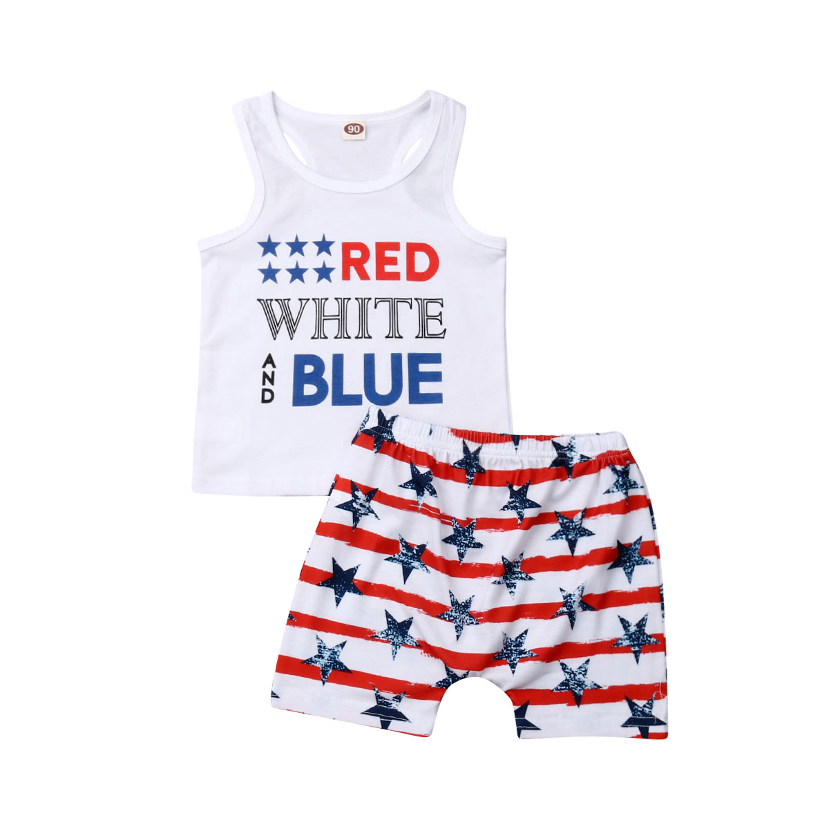4th of July Baby Boy Outfits shirt Independence Day Tank Tops Infant toddler boys sleeveless shirt shorts 2set