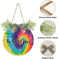 thumbnail image 2 of Coolnut Welcome Sign with Wreath for Front Door, Rustic Round Hanging Welcome Sign for Autumn, Fall Door Wall for Home Indoor Outdoor 11.8in, Tie Dye Home Decor, 2 of 7