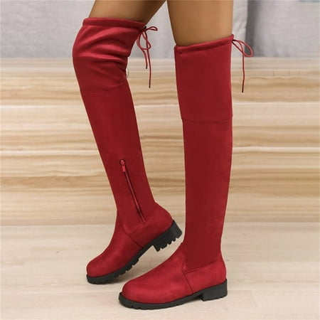 

Warehous Deals Juebong 2021 Over The Knee Boots Women s Plus Size Long Boots Are Thin High-Top Women s Boots Low-Heeled Flat Boots
