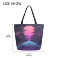thumbnail image 5 of FORMRS Womens Canvas Tote Bag with Zipper Inner Pocket Shoulder Handbag, Night Neon Road, 5 of 7