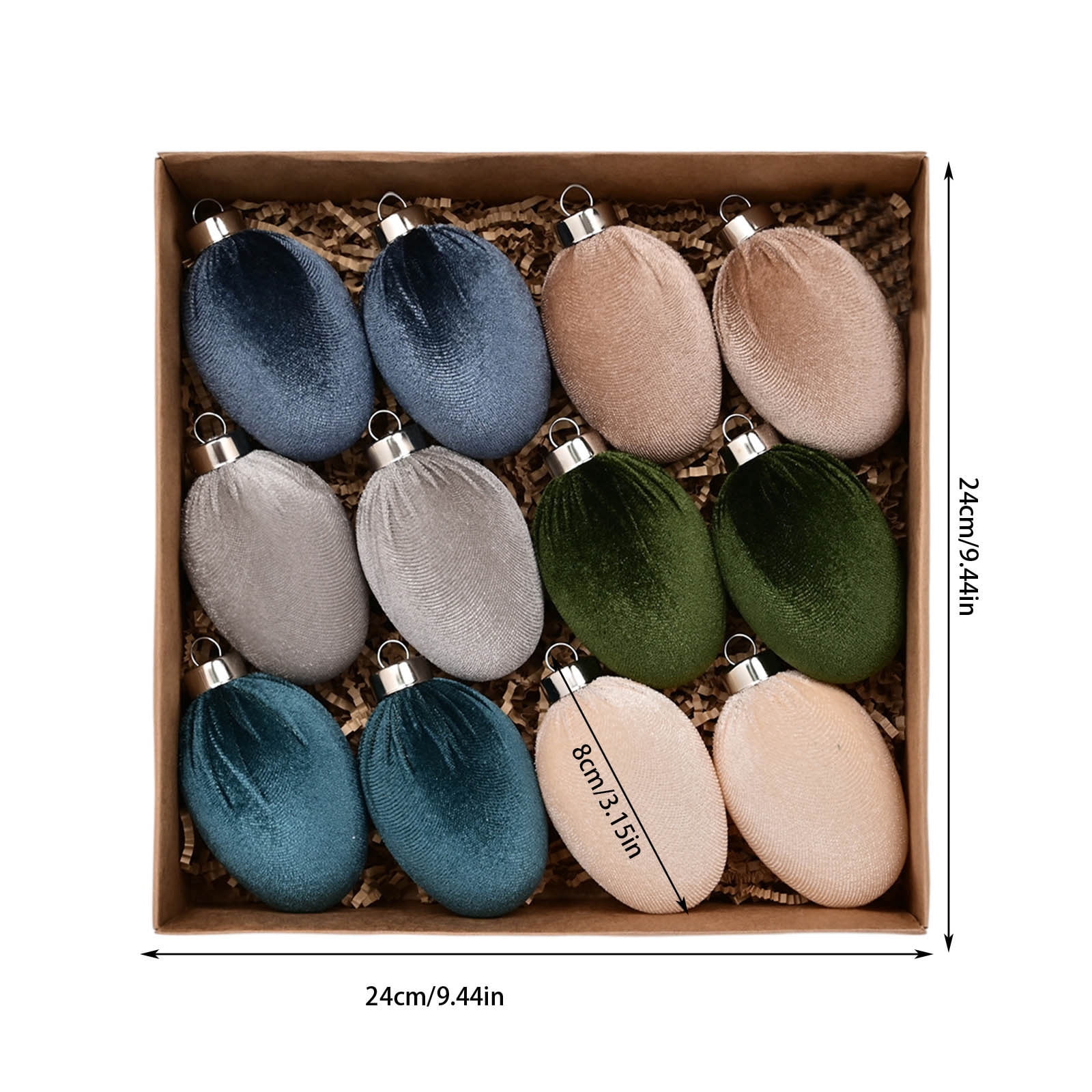 Easter Velvet Ornaments Set Of 12 Colorful Flocked Easter Eggs For Tree And Holiday Decoration