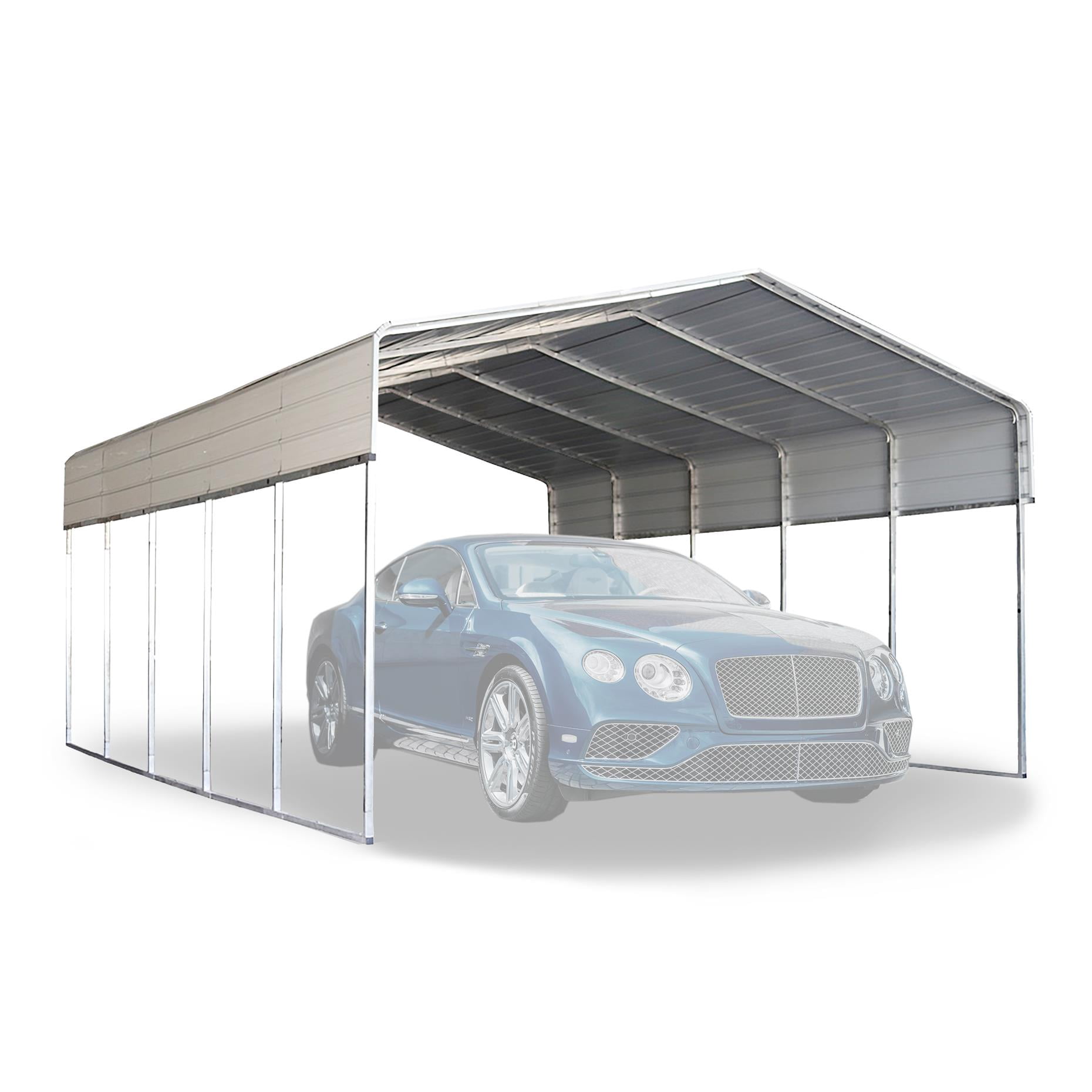 ALEKO Galvanized Steel Carport Canopy Shelter 12W x 30L x 10H ft Grey Color