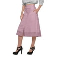 thumbnail image 3 of Moomaya Cotton Skirts For Women Knee Length Solid Skirt Summer Wear Clothing, 3 of 5