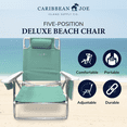 thumbnail image 3 of Caribbean Joe 5 Position Reclining Beach Chair, Mint Teal , Aluminum, 3 of 7
