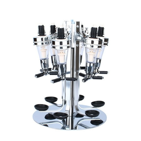 Six Bottle Shot Dispenser - Walfront Liquor Dispenser Bar Butler, 6 Bottle Rotate Stand Wall Mounted Wine Alcohol Liquor Cocktail Beer Shot Dispenser