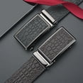 thumbnail image 5 of Belt men's leather high-end alligator pattern first layer cowhide belt men's business toothless automatic buckle high-end belt, 5 of 6