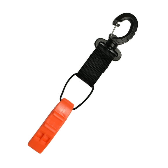 Scuba Choice Safety Dolphin Shape Whistle w/ Swivel Clip & Clip, Orange