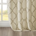 thumbnail image 3 of Fretwork Print Blackout Window Curtain, Grommet Top Window Curtain Panel for Living Room Bedroom, Scroll Geometric Fretwork Print Design Window Curtain Panel in Grommet Top, Beige+Gold, 3 of 9