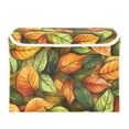thumbnail image 7 of Yayeee Collapsible Cube Storage Bin with Lid Fabric Closet Decorative Basket with Handles, Green Retro Leaves, 7 of 7