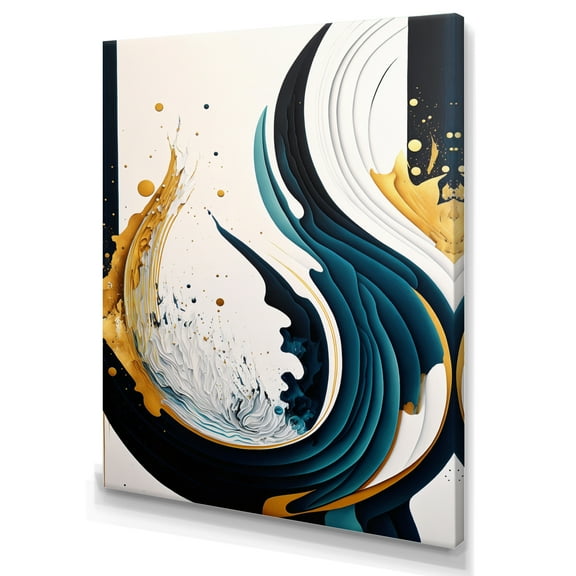 Designart Blue And Gold Modern Art Abstract Painting VI Canvas Wall Art