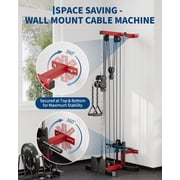 JoanKaren Wall Mount Cable Crossover Machine,Pulley Tower Functional Trainer with 19-Position Dual Pulley Crossover & LAT Pull Down System,Adjustable Footplate,Space Saving Fitness Equipment