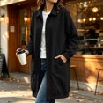 thumbnail image 5 of WIZUTIZ Women's Solid Color Button Down Lapel Collar Coat Mid-Length Long Sleeve Pockets Loose Fit Casual Winter Warm Outerwear, 5 of 7
