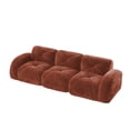 thumbnail image 6 of 110"Boneless Sofa Tufted,Soft Velvet Fabric, Modular Sectional Sofa Couches, 32D High Density Sponge, Anti-Slip Design, Ergonomic Design Bottom, No Assembly Required, For Study, Home Theater(Orange), 6 of 11
