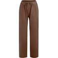 thumbnail image 2 of Women's Low Waist Wide Leg Linen Flare Pants Casual Drawstring Loose Plus Size Lounge Trousers with Pockets, 2 of 6