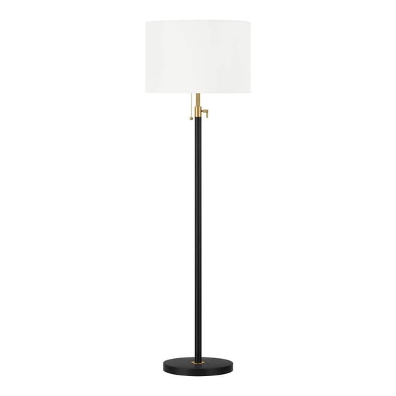 Alderston 65 in. Matte Black and Antique Brass Adjustable Standard Floor Lamp
