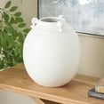 thumbnail image 2 of DecMode 11" Scroll White Ceramic Vase with Handles, 2 of 9