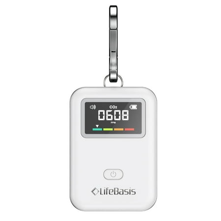 Life Basis CO2 Monitor Portable CO2 Detector Air Quality Monitor with NDIR Sensor and Warning Sound for Grow Tents, Wine Cellars, Homes, Office, School, Cars 400~5000 PPM Range