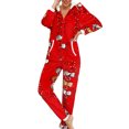 thumbnail image 4 of goowrom Women Christmas Pajamas, Printed Pattern Hooded Jumpsuit, 4 of 9