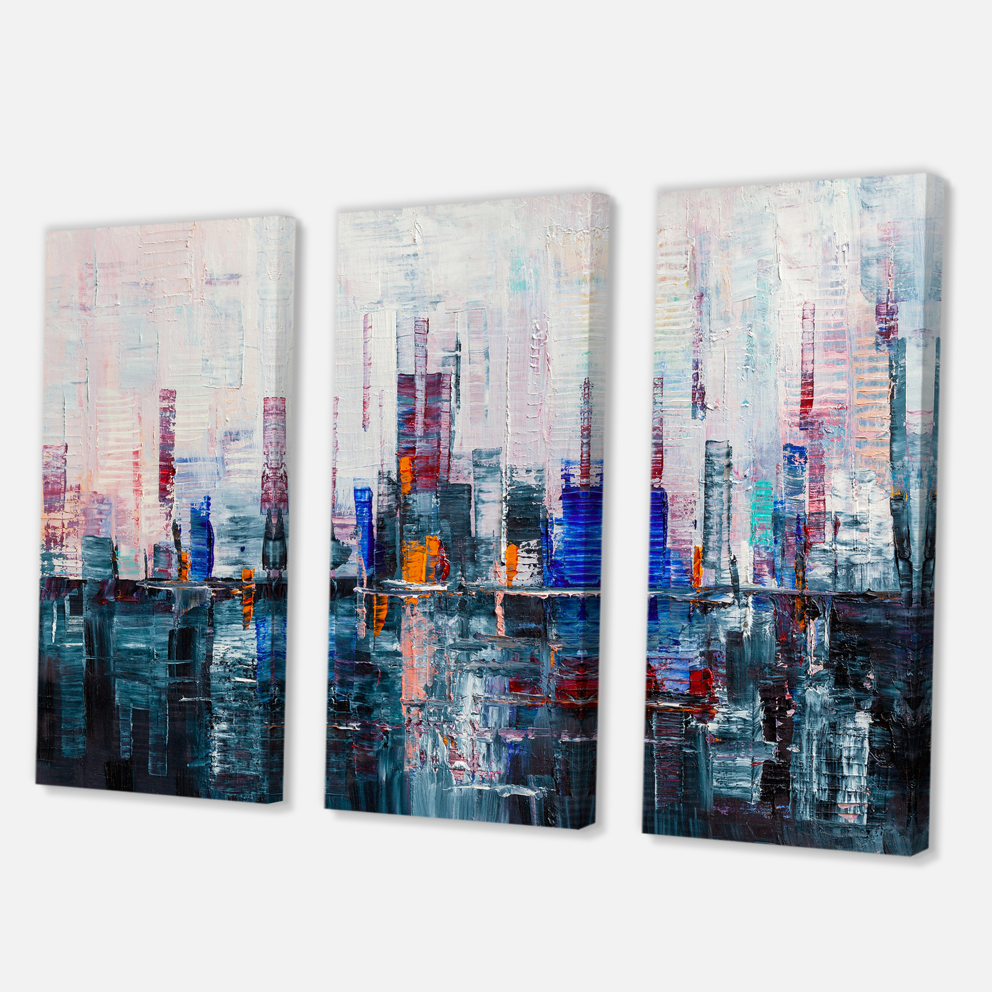 Designart ' Modern Abstract City Skyscrapers ' Modern Canvas Wall Art Print